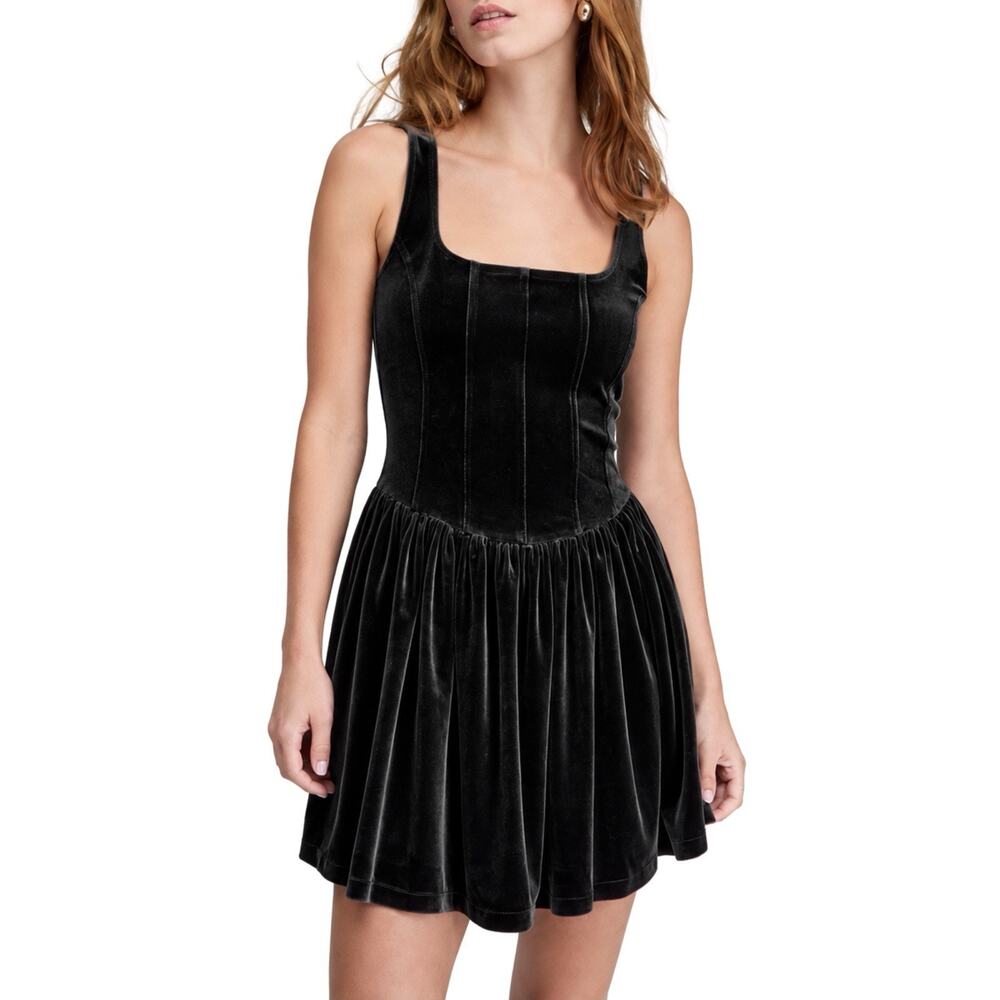And Now This Corset Velvet Mini Dress Womens M Black Witchy Whimsygoth Goth Y2K